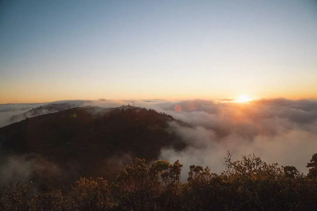 Sunrise atop a mountain peak
