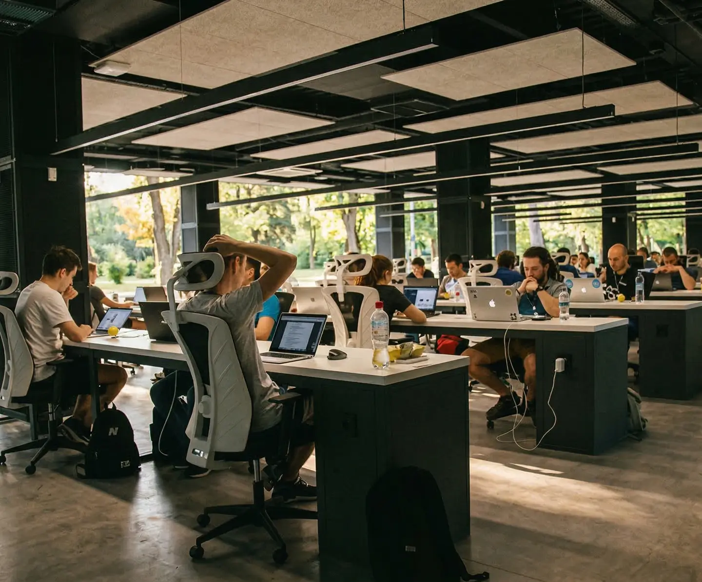 Depiction of people working in an office space