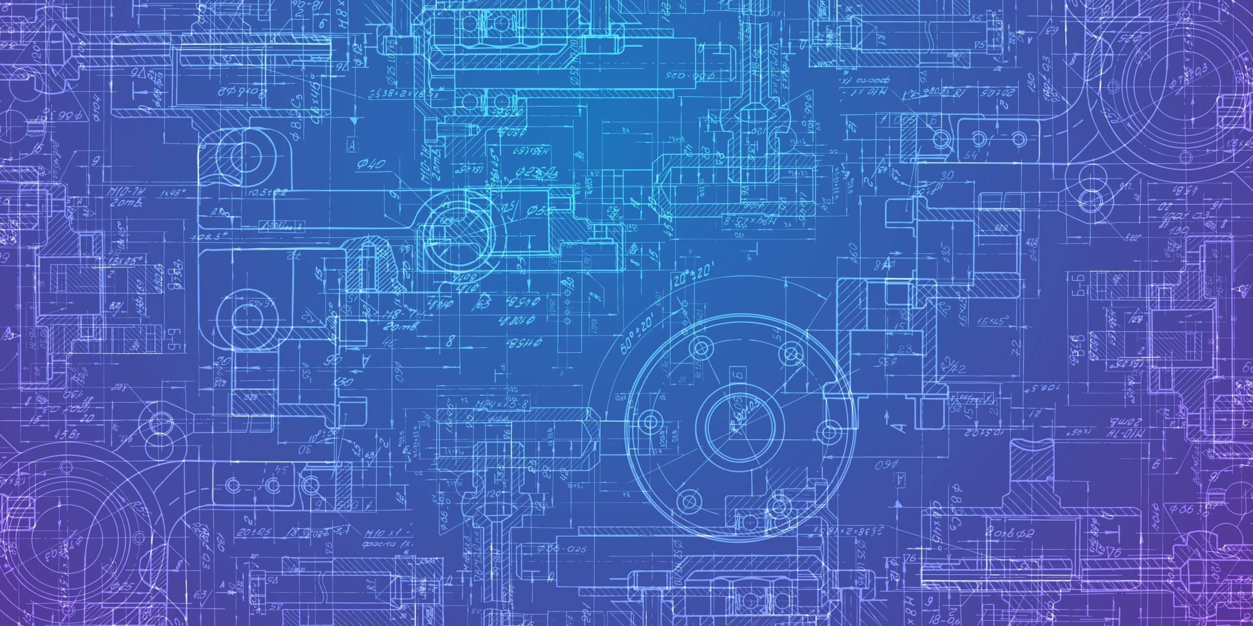 Technical blueprint illustration featuring mechanical engineering components and CAD-style schematics, representing innovation in engineering design and standards workflows.