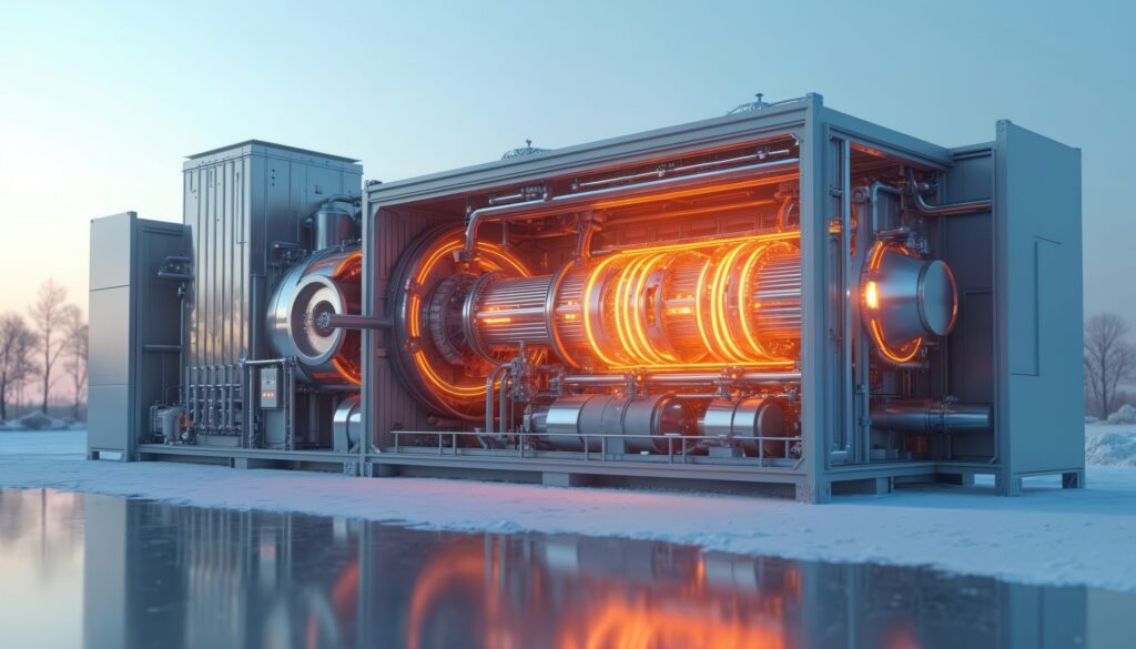 Conceptual illustration of a high-performance industrial system with luminous internal machinery, representing complex engineering at scale.